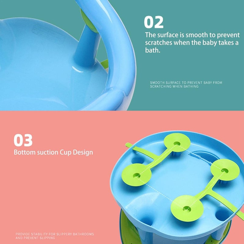 woobles Bath Seat Baby Bath Chair Smooth Safe Baby Shower Chairs With Backrest & Suction Cups For Tub Sitting Up, Non-slip And Comfortable Toddler Bathtub Seat For 6-18 Months Old Babies Infants - Image 5